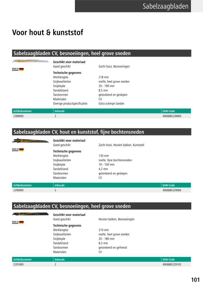 Wolfcraft hoofdcatalogustools Nb. : 20428 - Page 101