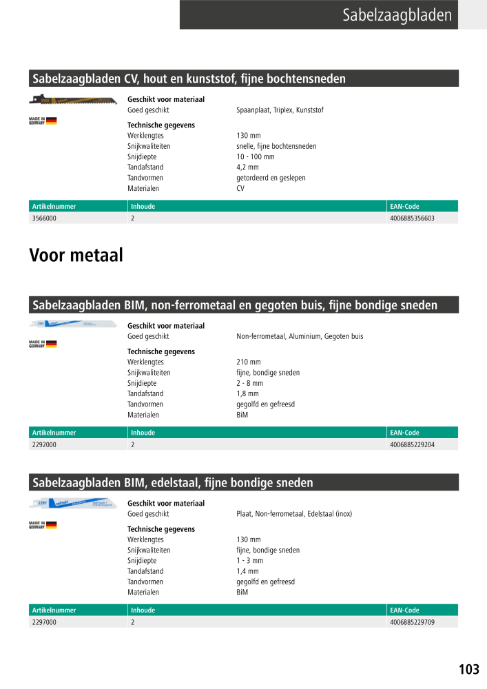 Wolfcraft hoofdcatalogustools Nb. : 20428 - Page 103