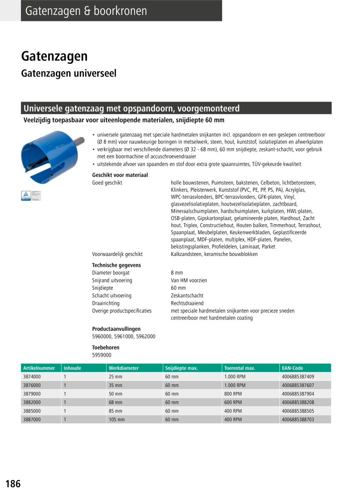 Wolfcraft hoofdcatalogustools Nb. : 20428 - Page 186