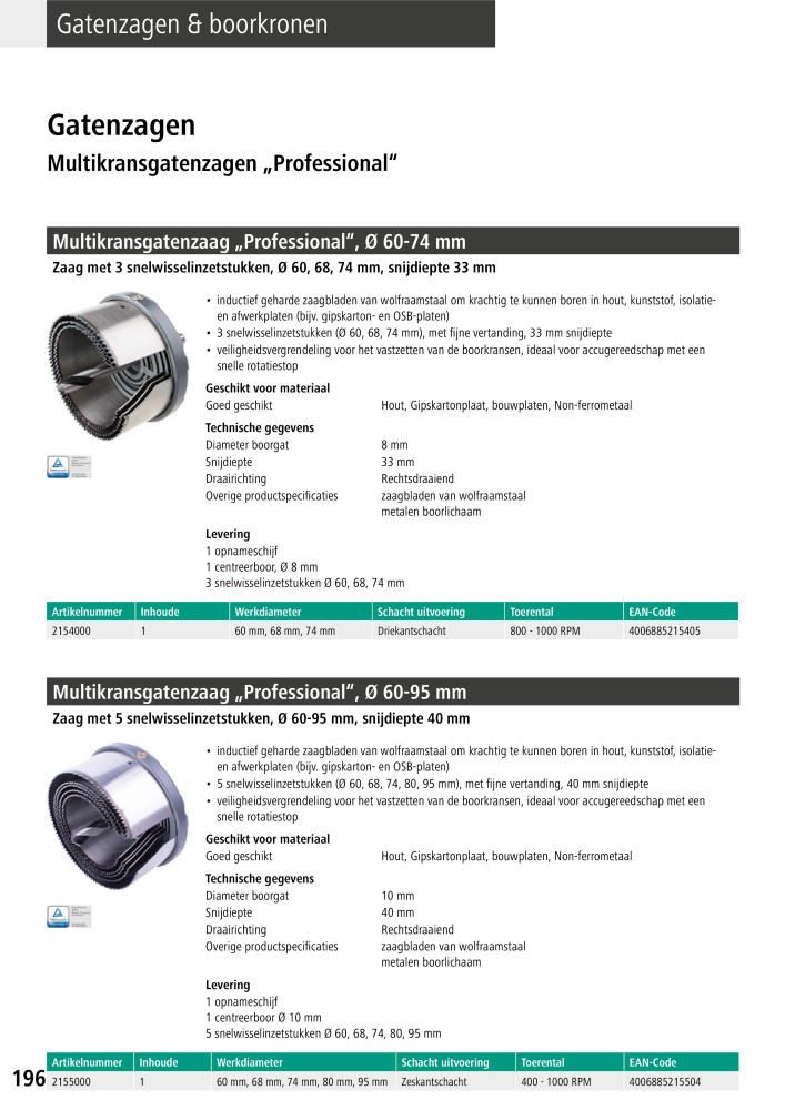 Wolfcraft hoofdcatalogustools Nb. : 20428 - Page 196