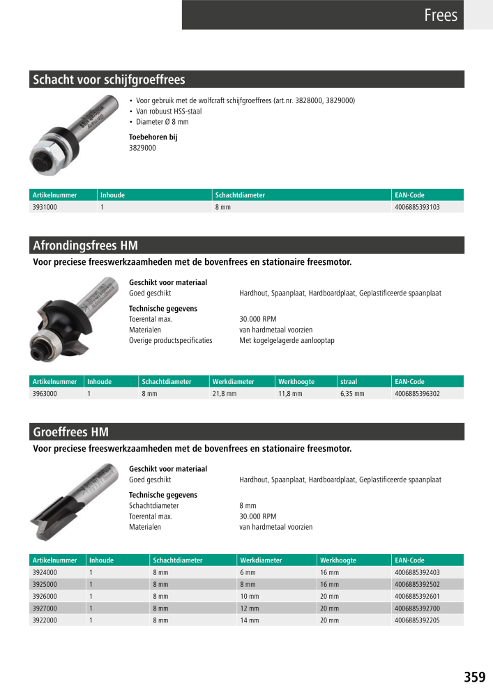 Wolfcraft hoofdcatalogustools NO.: 20428 - Page 359