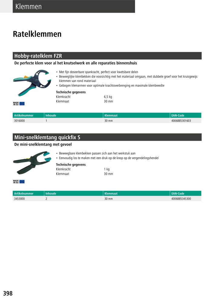 Wolfcraft hoofdcatalogustools Nb. : 20428 - Page 398