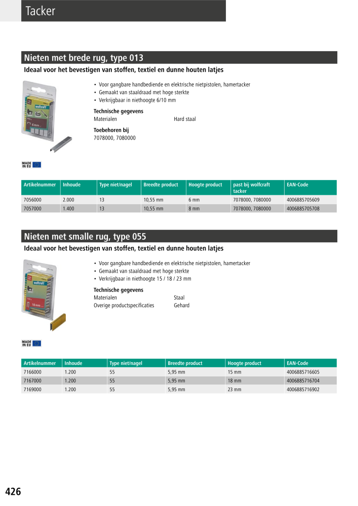 Wolfcraft hoofdcatalogustools Nb. : 20428 - Page 426