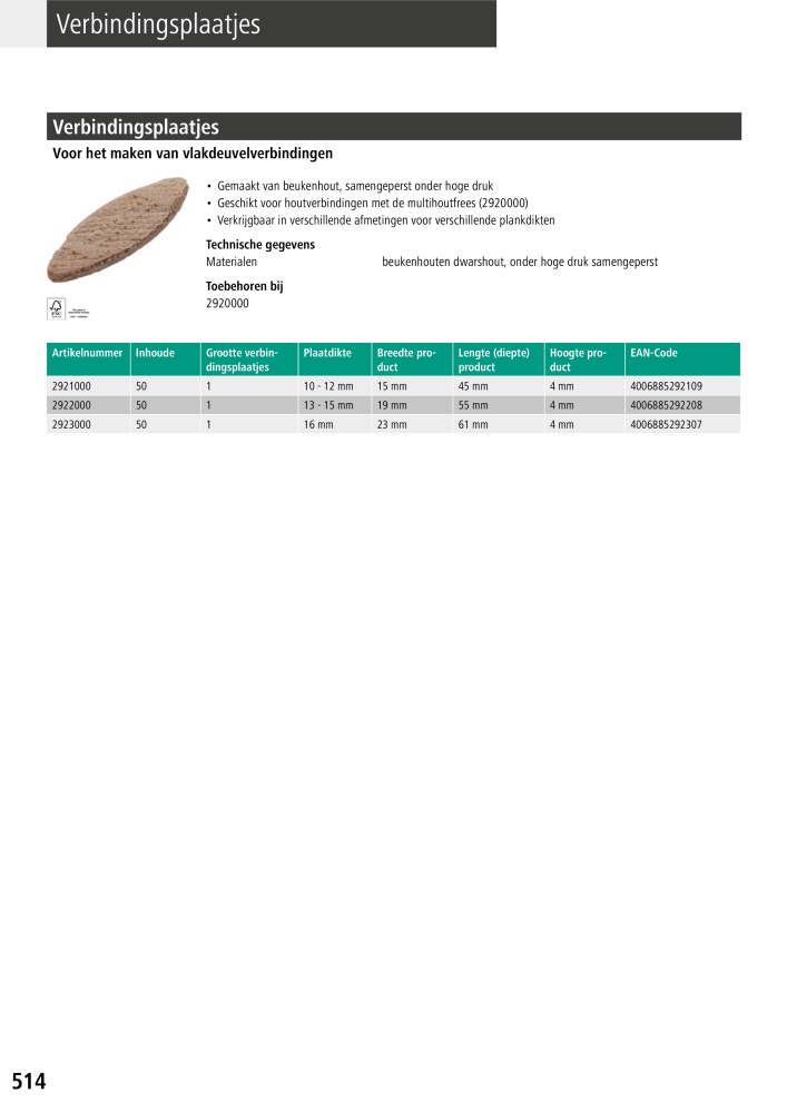 Wolfcraft hoofdcatalogustools Nb. : 20428 - Page 514