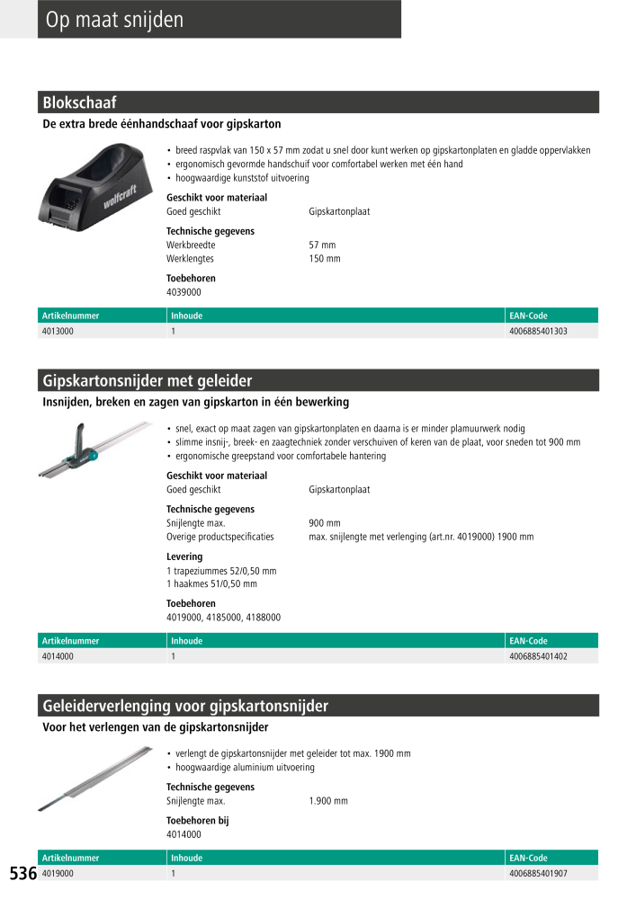 Wolfcraft hoofdcatalogustools Nº: 20428 - Página 536