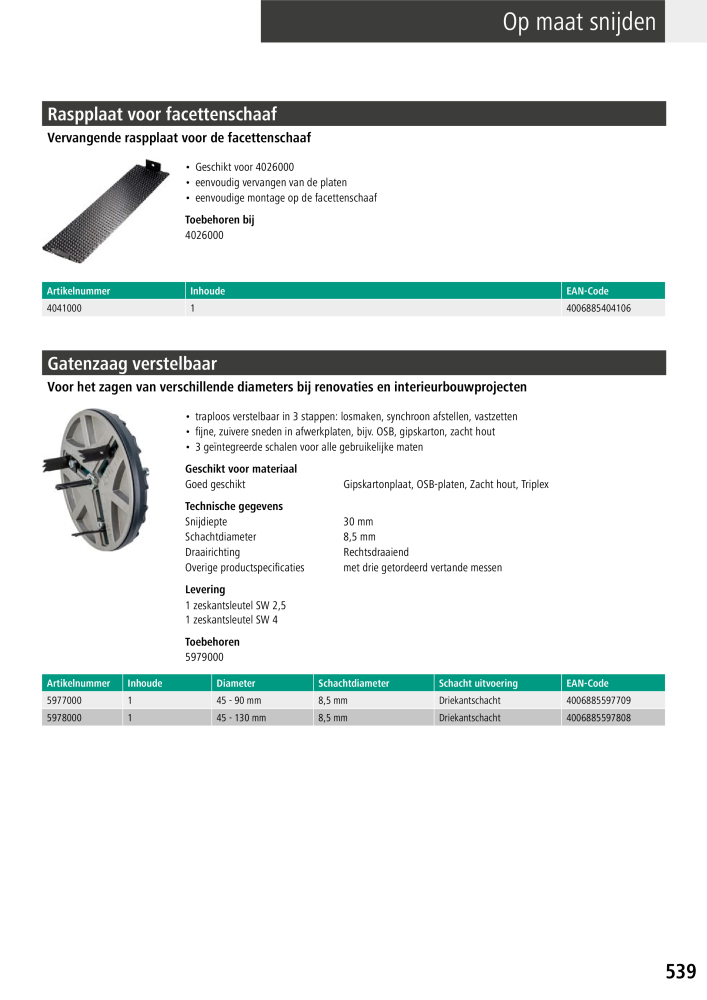 Wolfcraft hoofdcatalogustools NR.: 20428 - Pagina 539