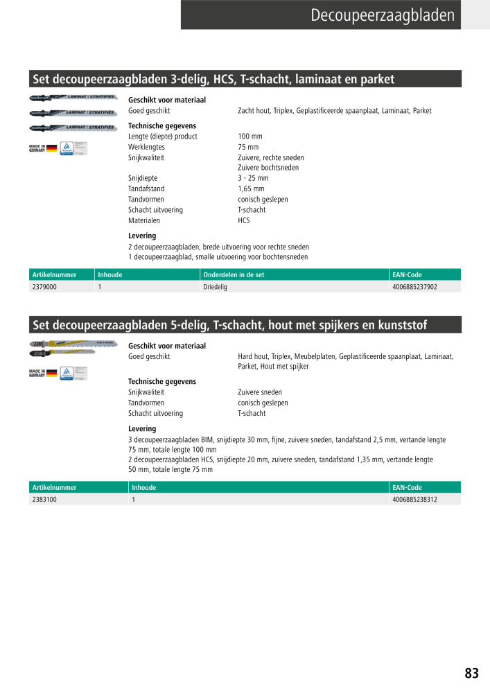 Wolfcraft hoofdcatalogustools NR.: 20428 - Pagina 83