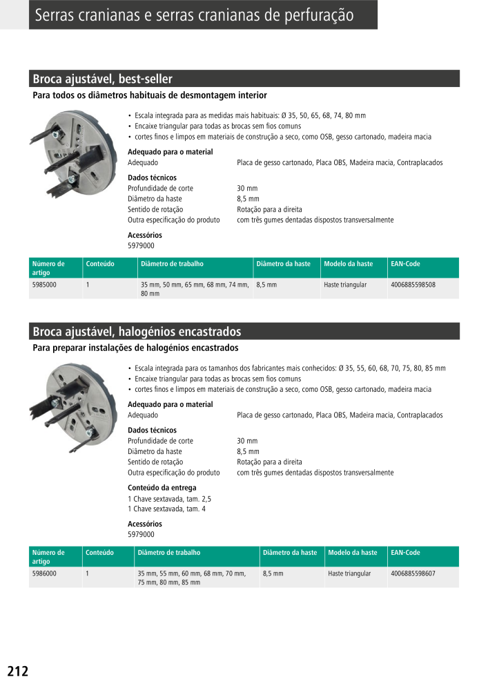 Ferramentas principais do catálogo Wolfcraft Nº: 20430 - Página 212