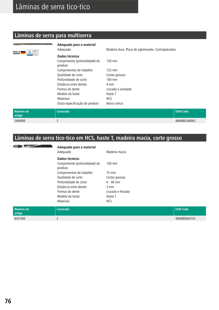 Ferramentas principais do catálogo Wolfcraft Nº: 20430 - Página 76