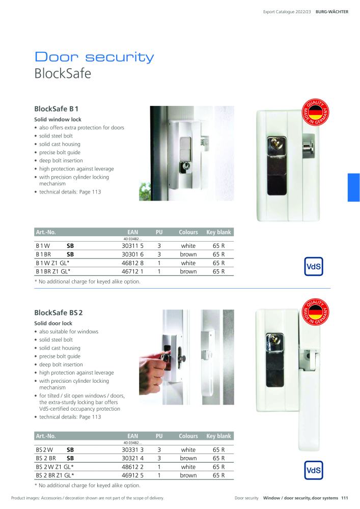 BURG-WÄCHTER Main Catalogue Nb. : 20447 - Page 111