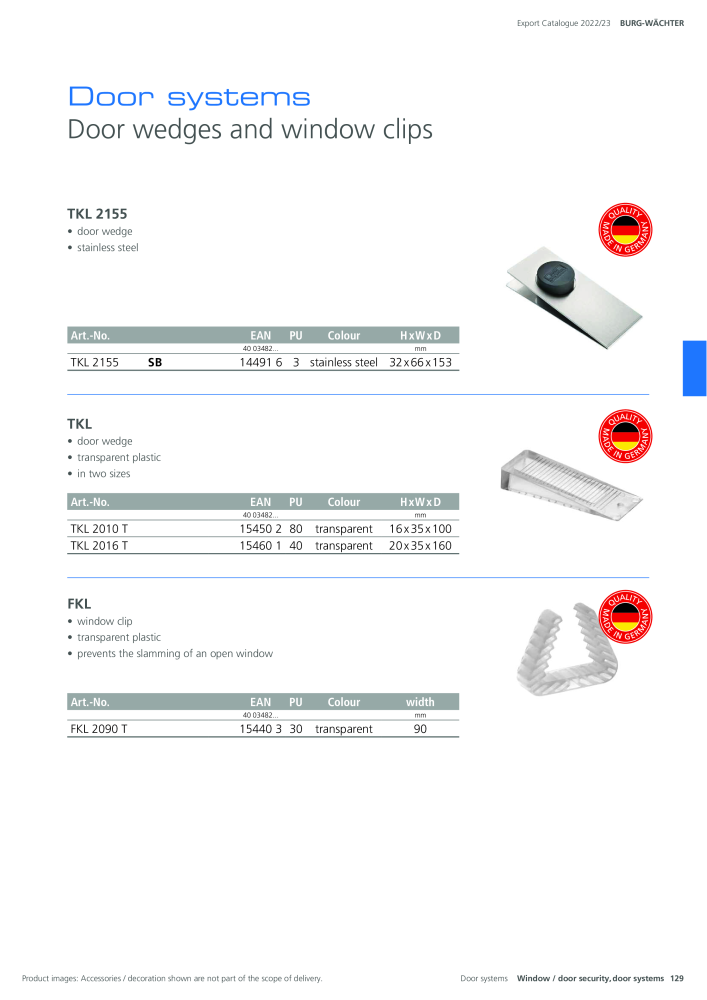 BURG-WÄCHTER Main Catalogue Nb. : 20447 - Page 129