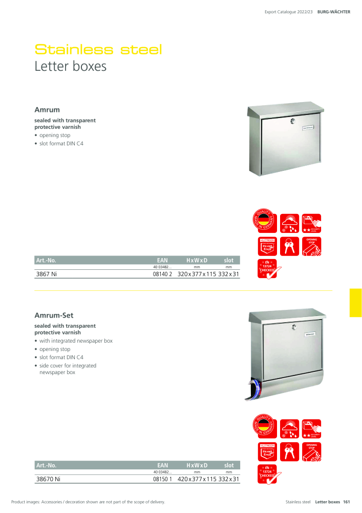 BURG-WÄCHTER Main Catalogue Nb. : 20447 - Page 161