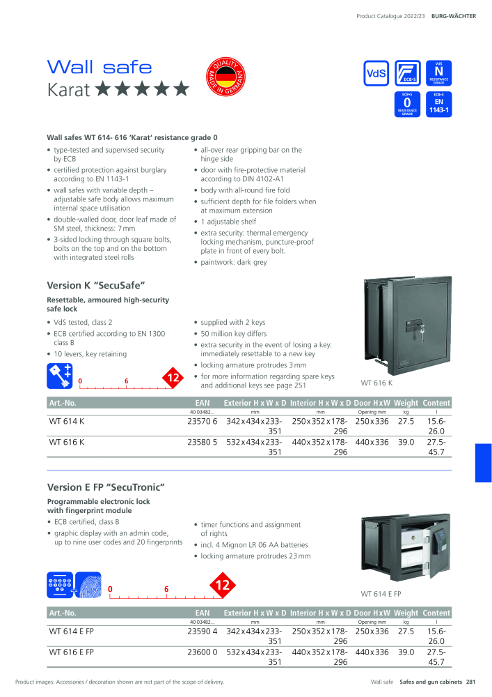 BURG-WÄCHTER Main Catalogue Nb. : 20447 - Page 281