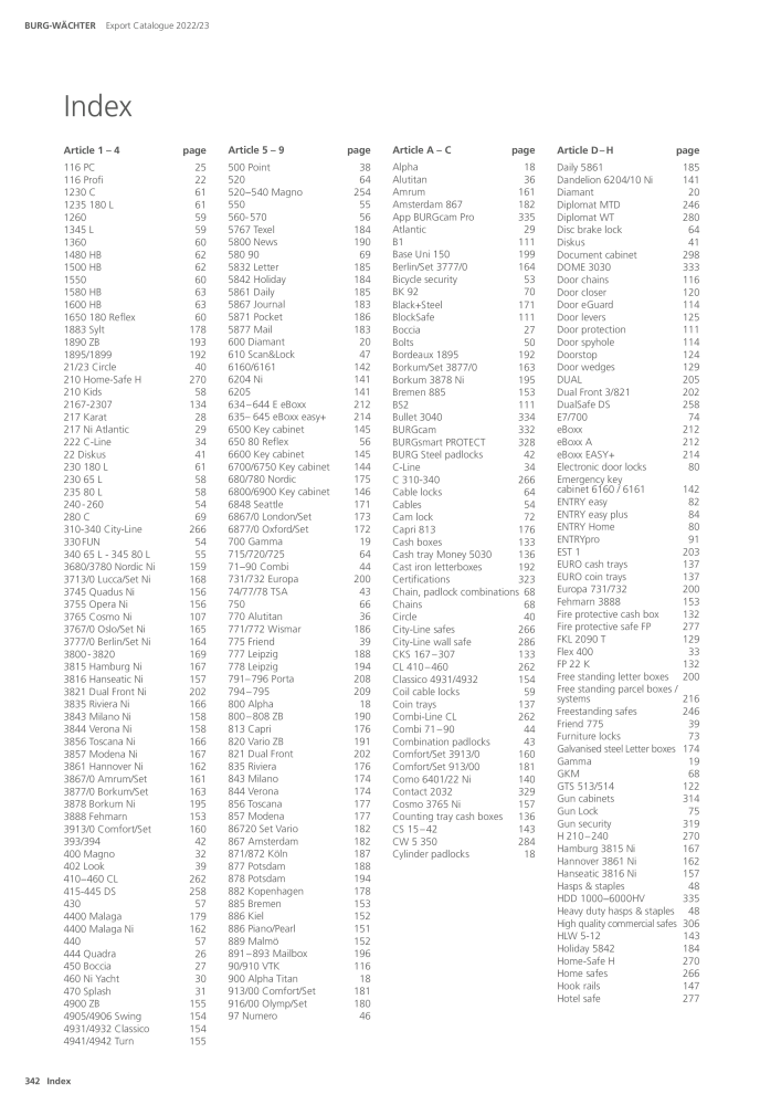 BURG-WÄCHTER Main Catalogue NEJ.: 20447 - Sida 342