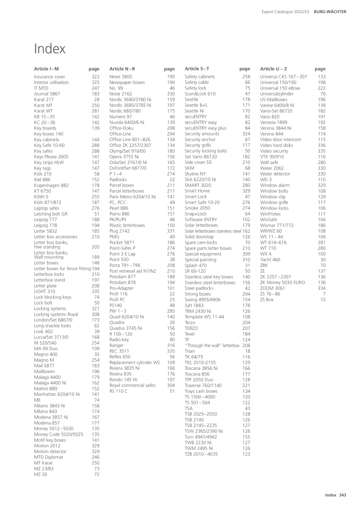BURG-WÄCHTER Main Catalogue NEJ.: 20447 - Sida 343