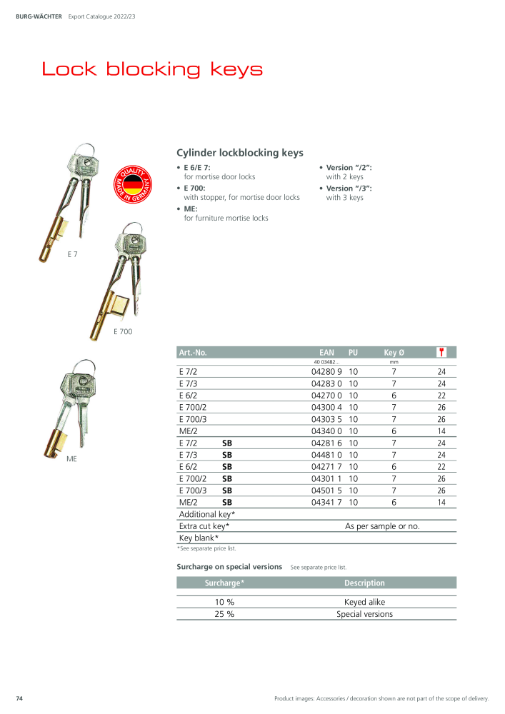 BURG-WÄCHTER Main Catalogue NEJ.: 20447 - Sida 74