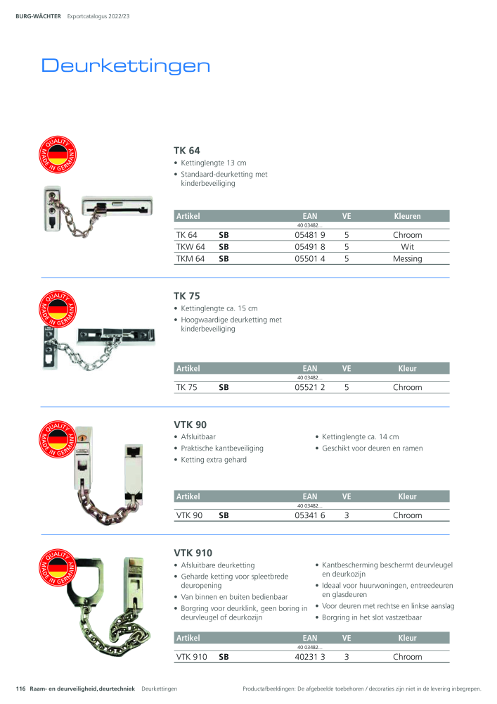 BURG-WÄCHTER Hoofdcatalogus Nb. : 20450 - Page 116