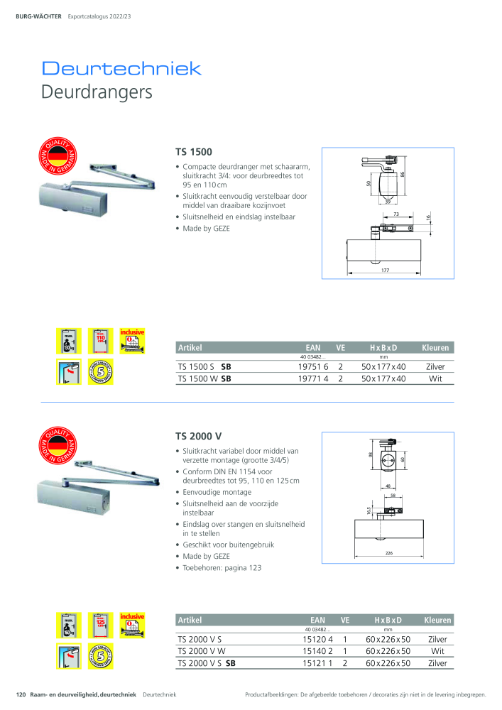 BURG-WÄCHTER Hoofdcatalogus NR.: 20450 - Pagina 120