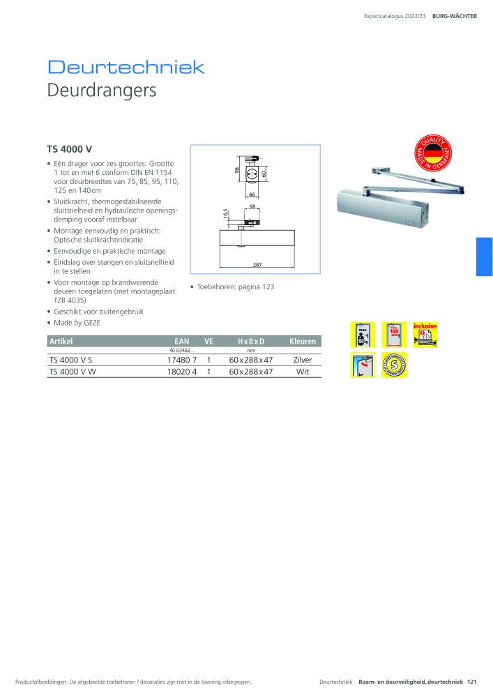 BURG-WÄCHTER Hoofdcatalogus Nb. : 20450 - Page 121
