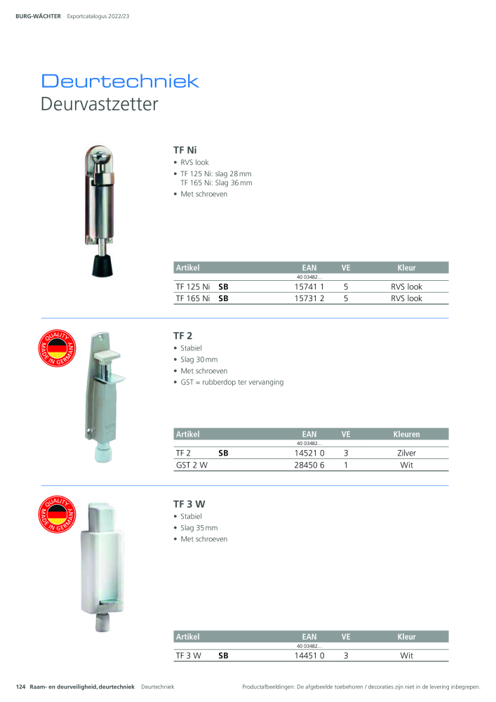 BURG-WÄCHTER Hoofdcatalogus NR.: 20450 - Pagina 124