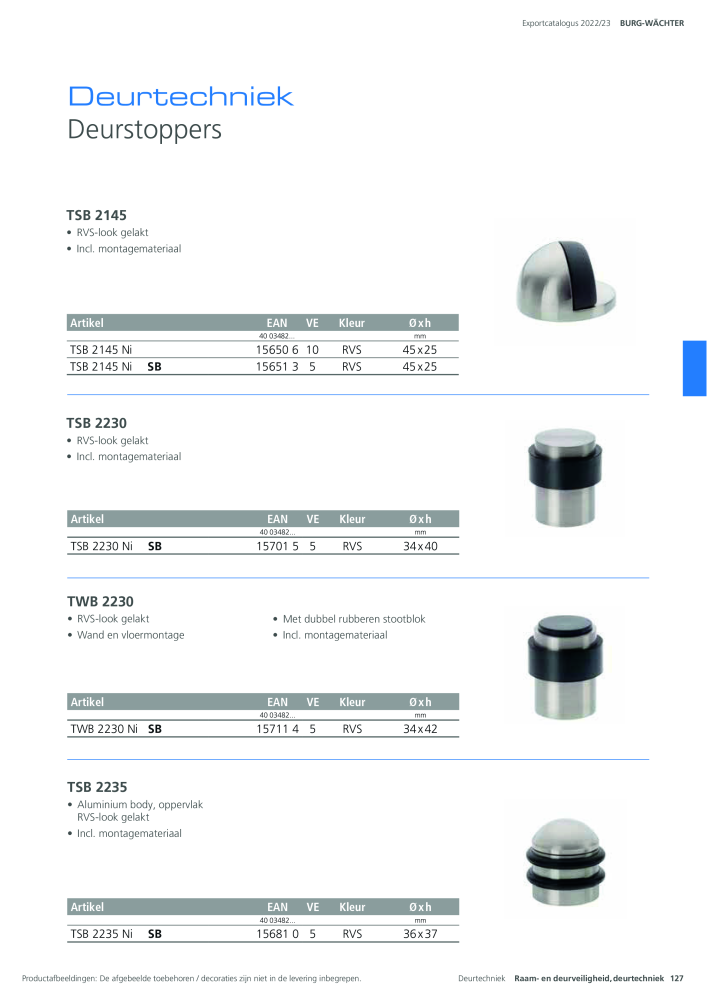 BURG-WÄCHTER Hoofdcatalogus Nb. : 20450 - Page 127