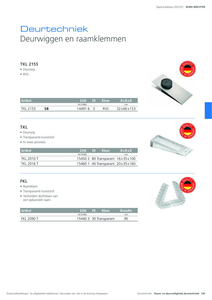 BURG-WÄCHTER Hoofdcatalogus NR.: 20450 - Pagina 129