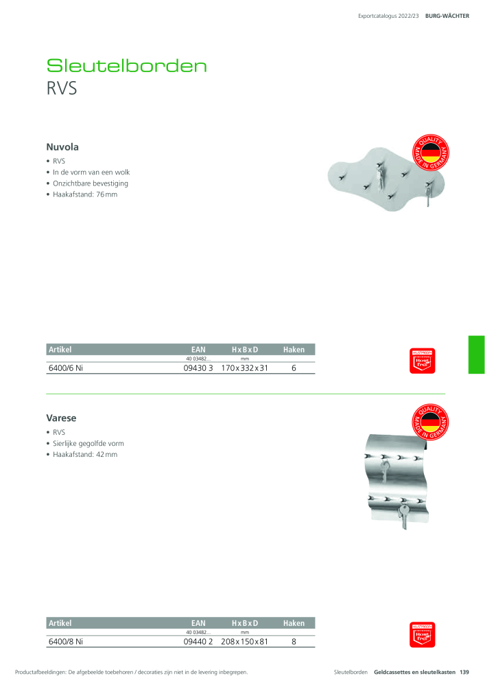 BURG-WÄCHTER Hoofdcatalogus Nb. : 20450 - Page 139
