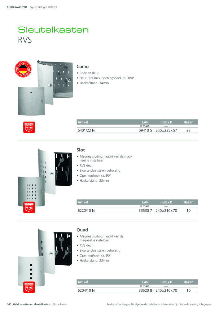 BURG-WÄCHTER Hoofdcatalogus NR.: 20450 - Pagina 140