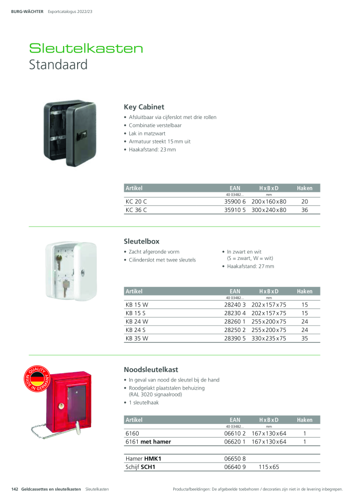BURG-WÄCHTER Hoofdcatalogus Nb. : 20450 - Page 142