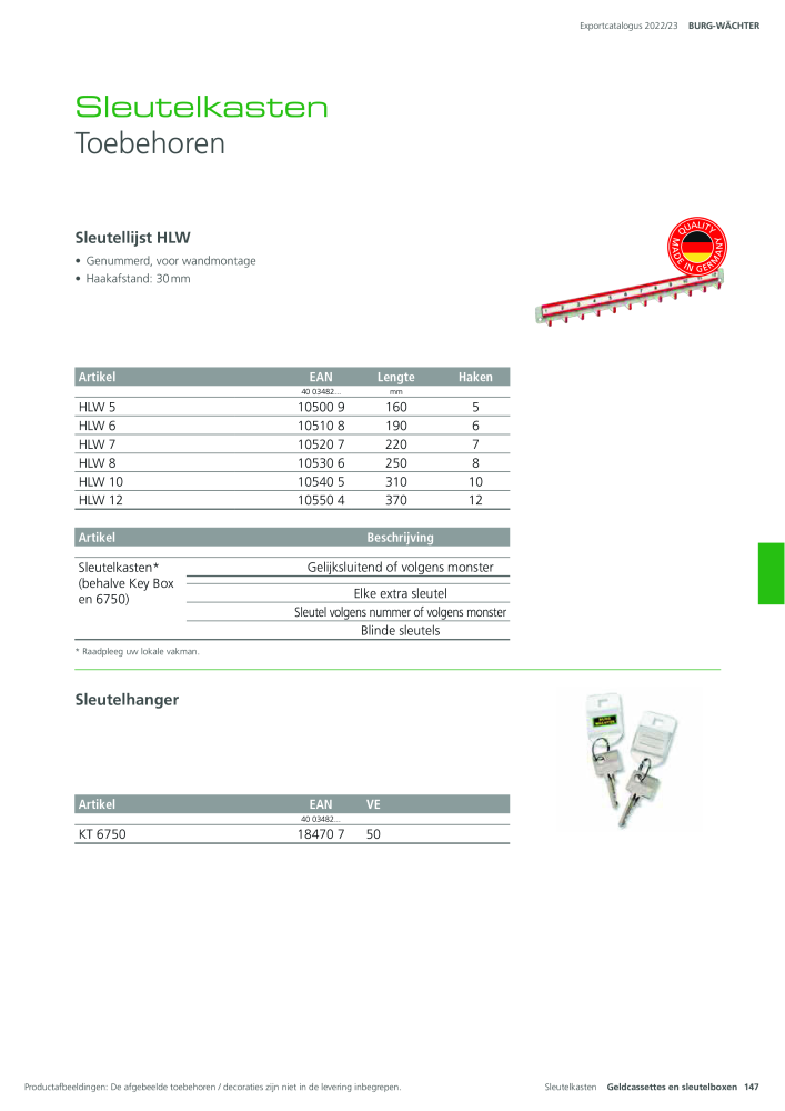 BURG-WÄCHTER Hoofdcatalogus Nb. : 20450 - Page 147