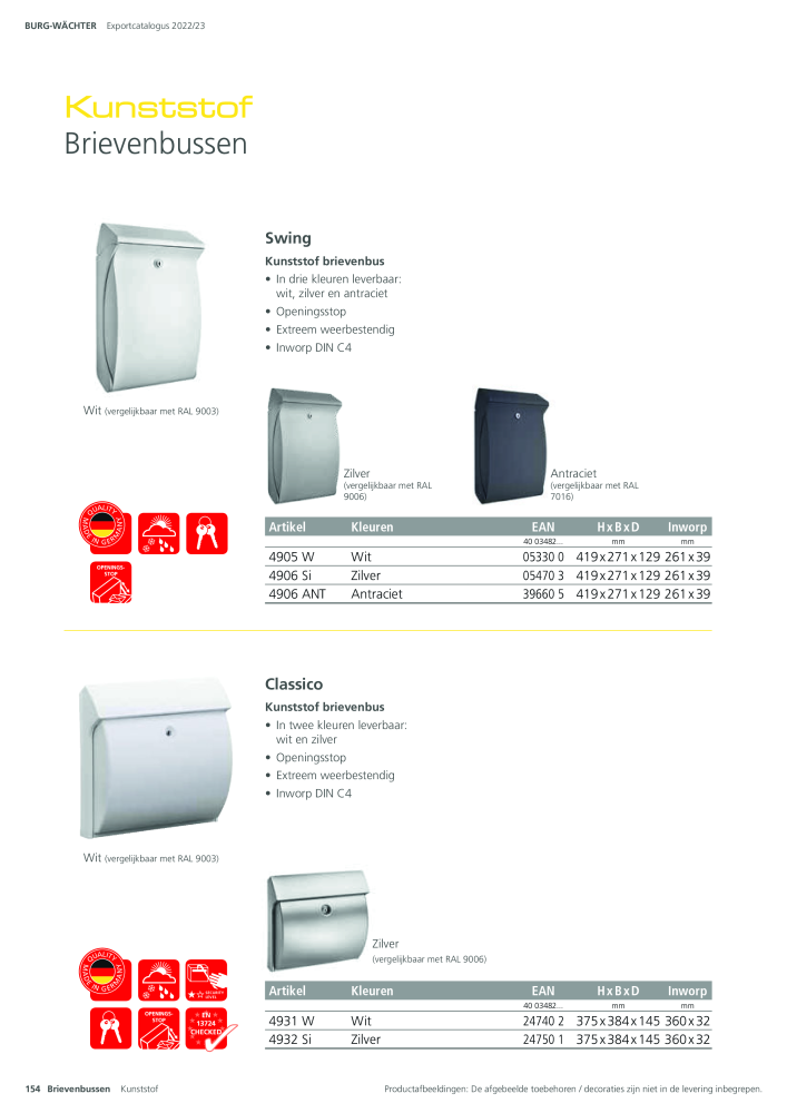 BURG-WÄCHTER Hoofdcatalogus NR.: 20450 - Pagina 154