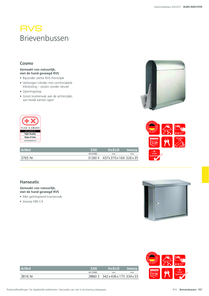 BURG-WÄCHTER Hoofdcatalogus Nb. : 20450 - Page 157