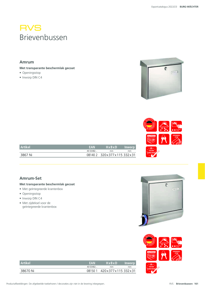 BURG-WÄCHTER Hoofdcatalogus Nb. : 20450 - Page 161