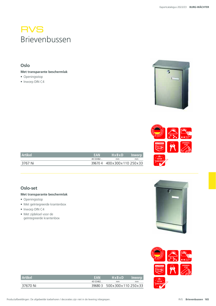 BURG-WÄCHTER Hoofdcatalogus Nb. : 20450 - Page 165