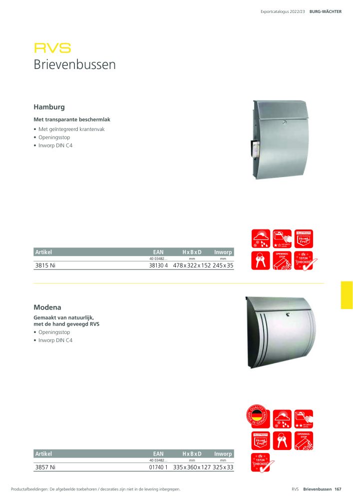 BURG-WÄCHTER Hoofdcatalogus NR.: 20450 - Pagina 167