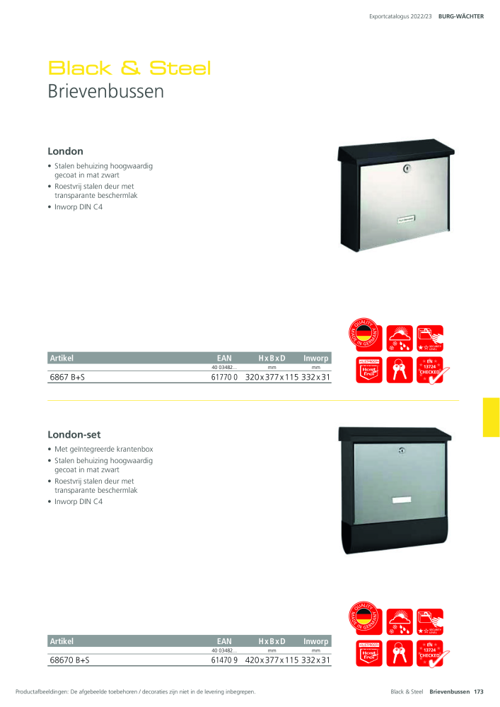 BURG-WÄCHTER Hoofdcatalogus NR.: 20450 - Pagina 173