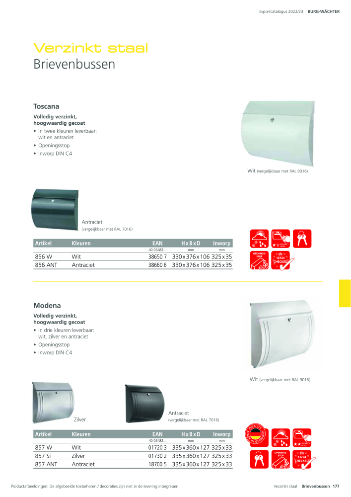 BURG-WÄCHTER Hoofdcatalogus NR.: 20450 - Pagina 177