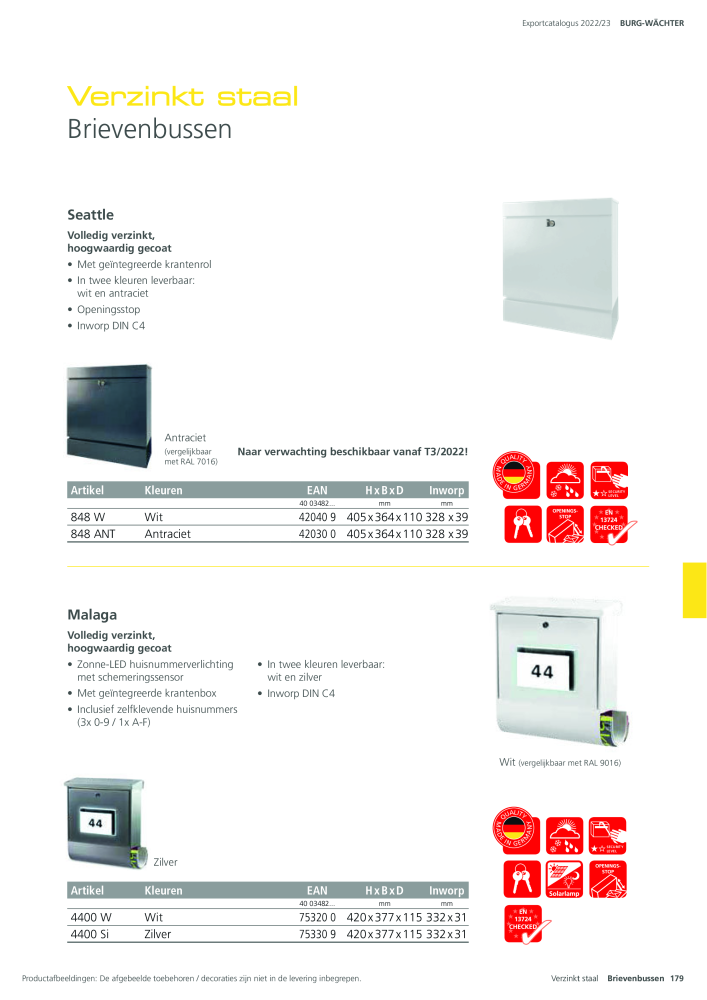 BURG-WÄCHTER Hoofdcatalogus NR.: 20450 - Pagina 179