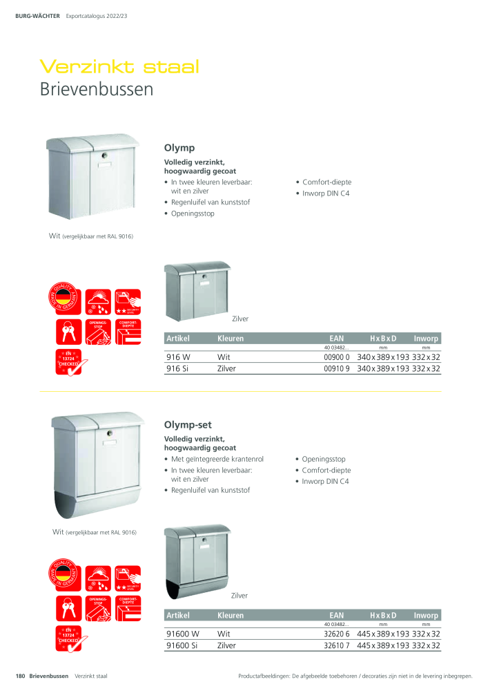 BURG-WÄCHTER Hoofdcatalogus NR.: 20450 - Pagina 180