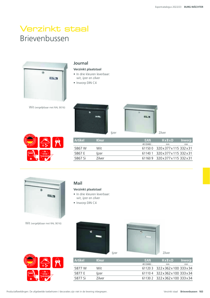 BURG-WÄCHTER Hoofdcatalogus NR.: 20450 - Pagina 183