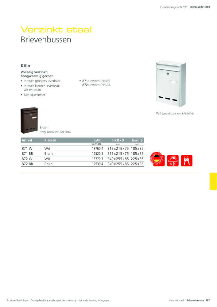 BURG-WÄCHTER Hoofdcatalogus Nb. : 20450 - Page 187