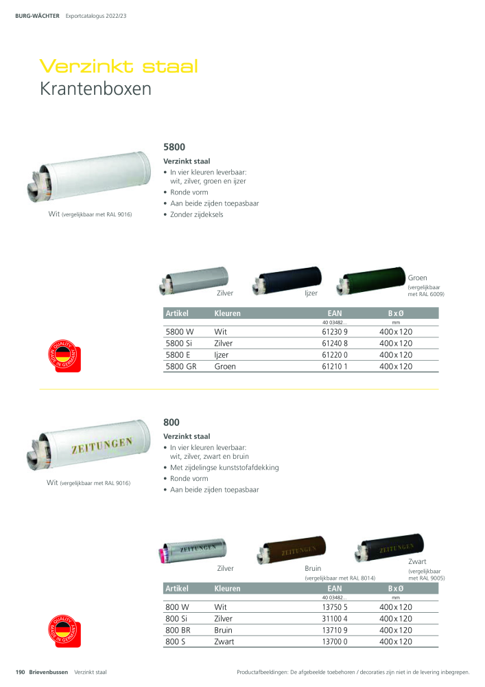 BURG-WÄCHTER Hoofdcatalogus NR.: 20450 - Pagina 190