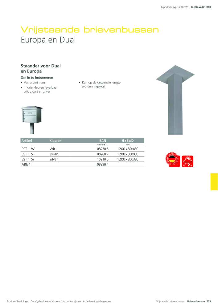 BURG-WÄCHTER Hoofdcatalogus Nb. : 20450 - Page 203