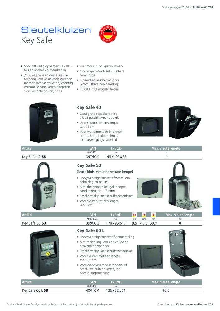 BURG-WÄCHTER Hoofdcatalogus Nb. : 20450 - Page 289