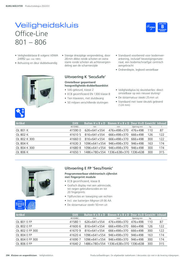 BURG-WÄCHTER Hoofdcatalogus Nb. : 20450 - Page 294
