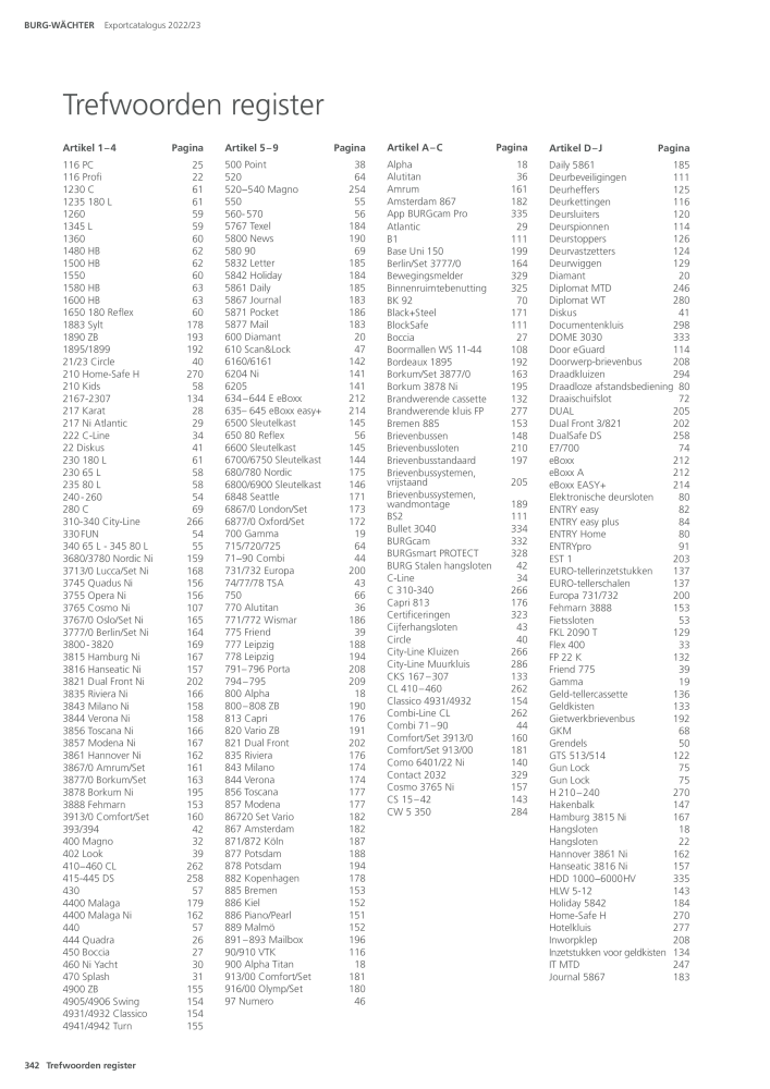 BURG-WÄCHTER Hoofdcatalogus Nb. : 20450 - Page 342