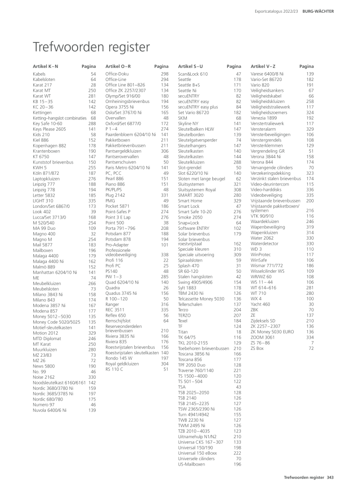 BURG-WÄCHTER Hoofdcatalogus Nb. : 20450 - Page 343