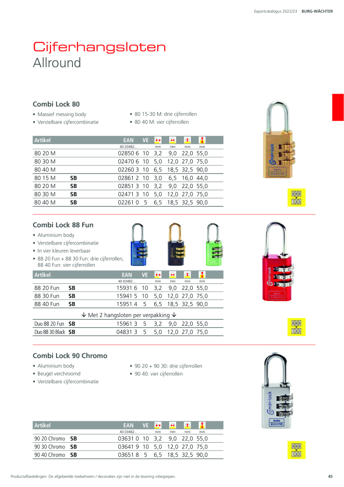 BURG-WÄCHTER Hoofdcatalogus Nb. : 20450 - Page 45