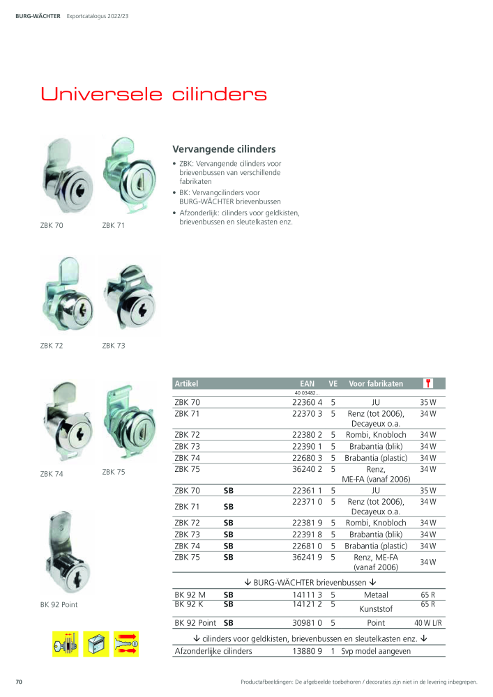 BURG-WÄCHTER Hoofdcatalogus NR.: 20450 - Pagina 70