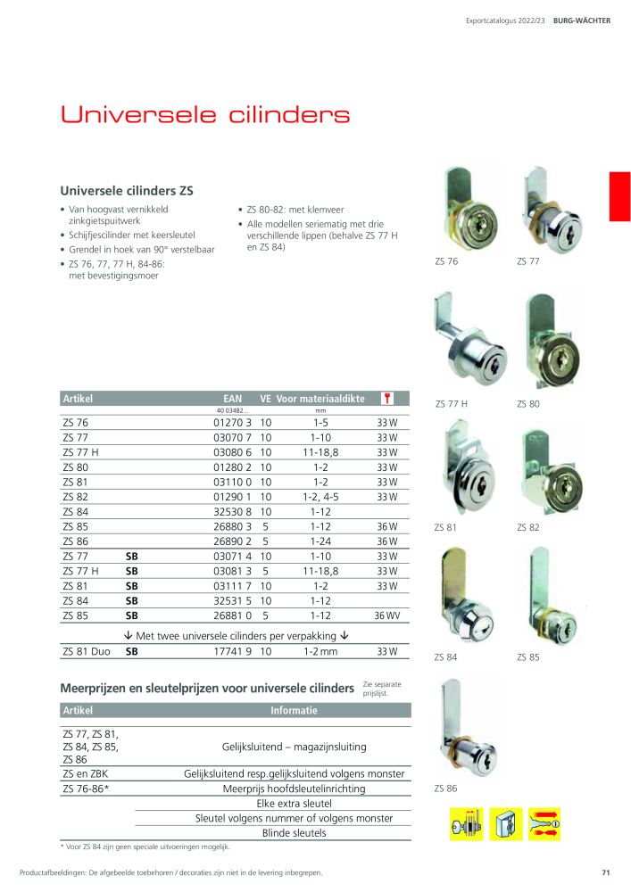BURG-WÄCHTER Hoofdcatalogus Nb. : 20450 - Page 71